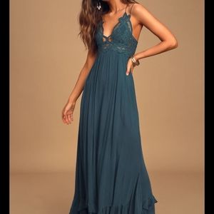 Free People Adella Turquoise Maxi Slip Dress